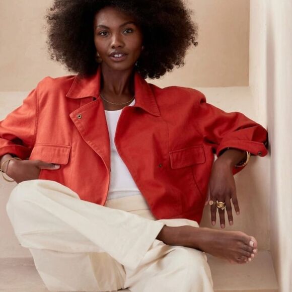 Banana Republic Amelia Flight Jacket Dune Red Size Large - Picture 1 of 4